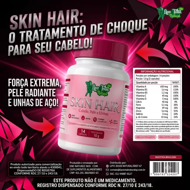 SKIN HAIR MULHER - 14 CAPS